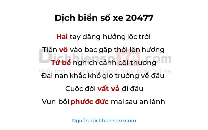 Dịch thơ biển số 20477