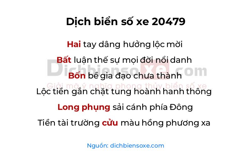Dịch thơ biển số 20479