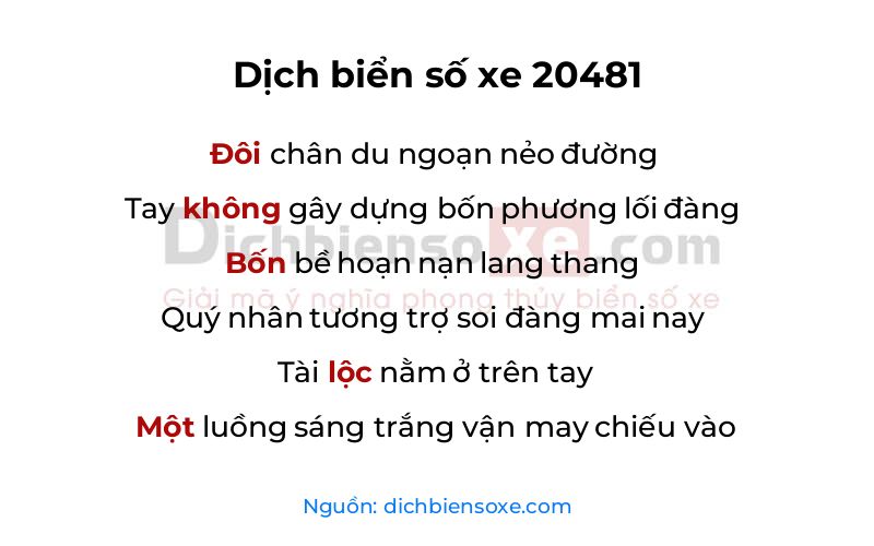 Dịch thơ biển số 20481