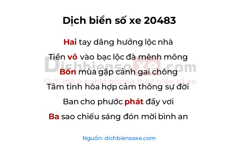 Dịch thơ biển số 20483