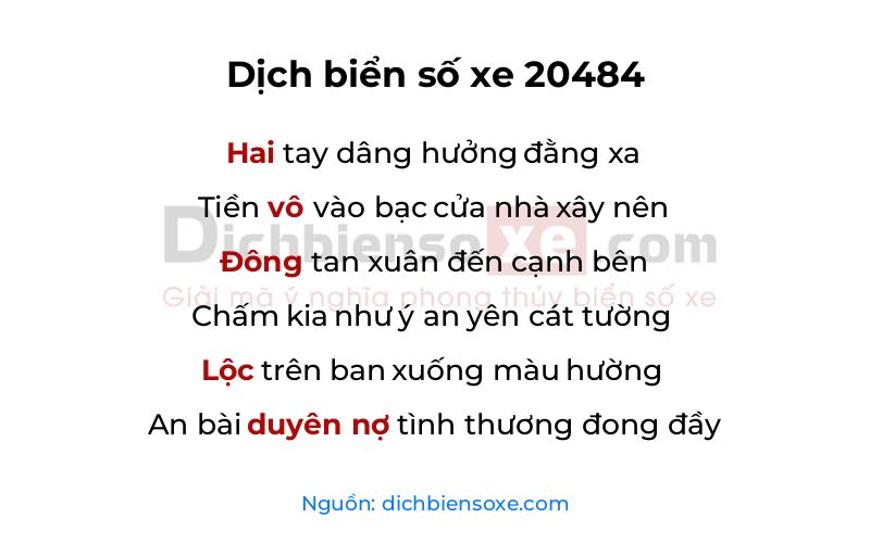 Dịch thơ biển số 20484