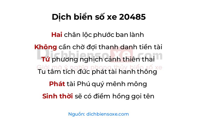 Dịch thơ biển số 20485