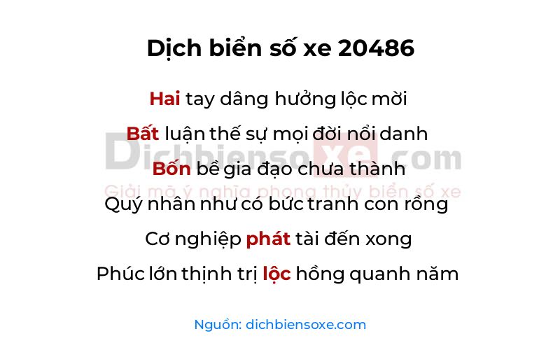 Dịch thơ biển số 20486