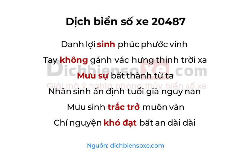Dịch thơ biển số 20487