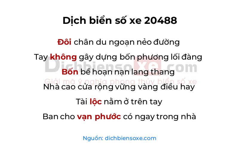 Dịch thơ biển số 20488
