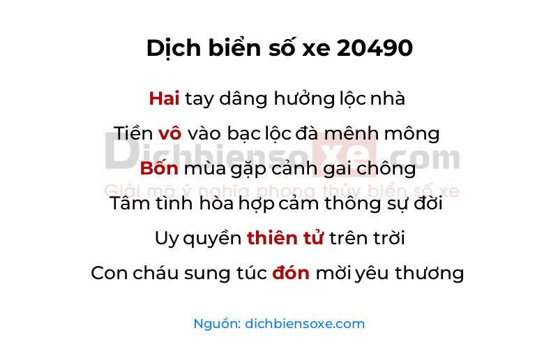 Dịch thơ biển số 20490