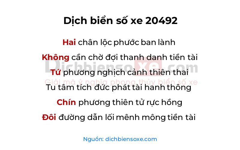 Dịch thơ biển số 20492
