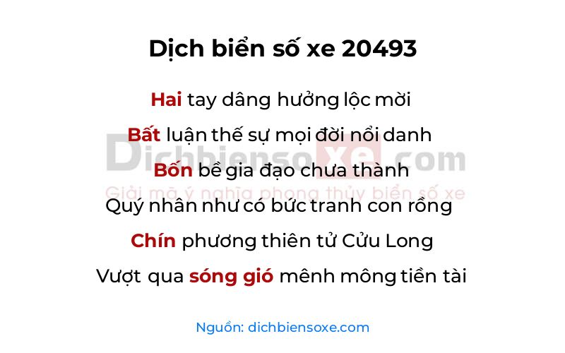 Dịch thơ biển số 20493