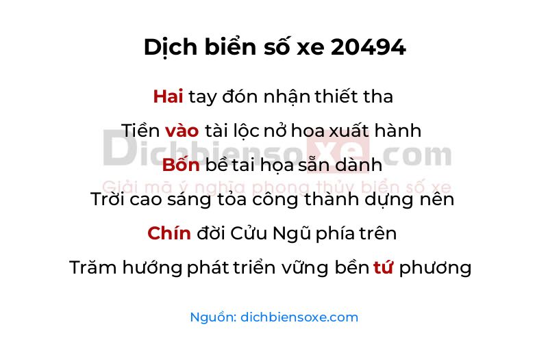 Dịch thơ biển số 20494