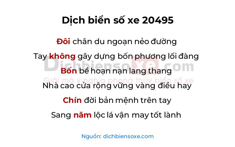 Dịch thơ biển số 20495