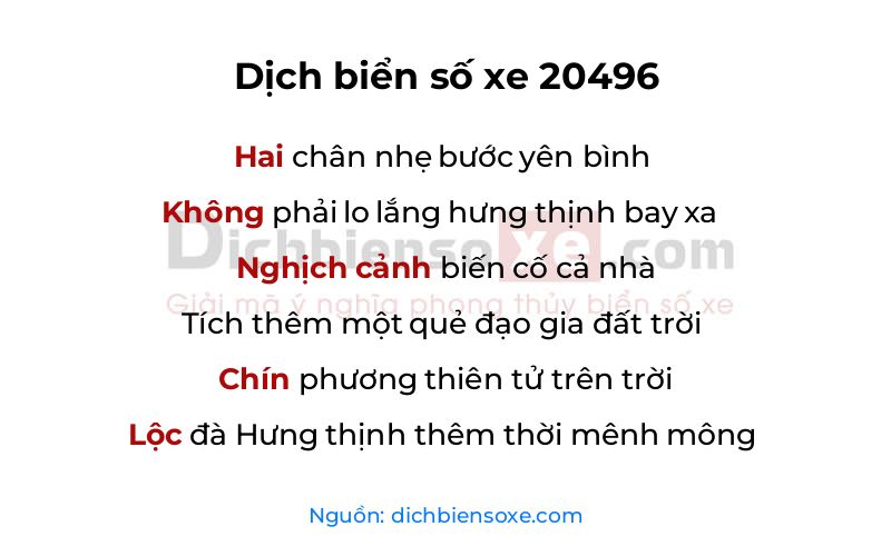 Dịch thơ biển số 20496