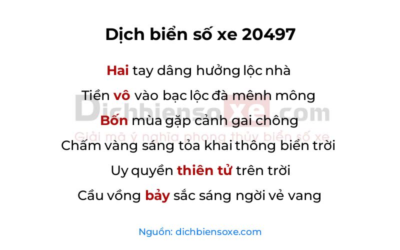 Dịch thơ biển số 20497