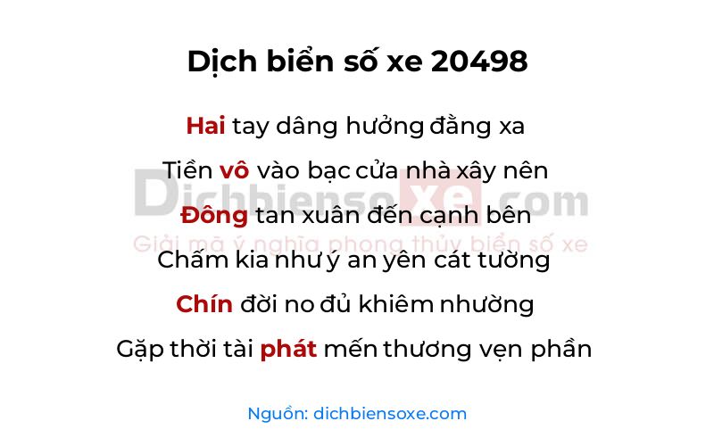 Dịch thơ biển số 20498