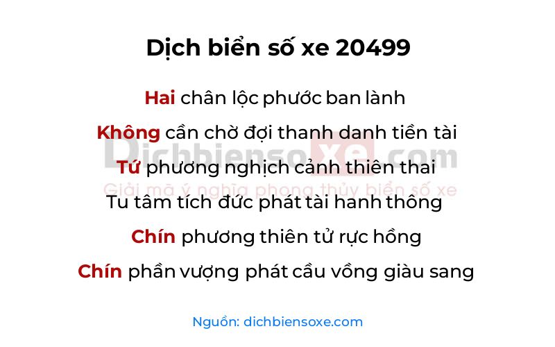 Dịch thơ biển số 20499