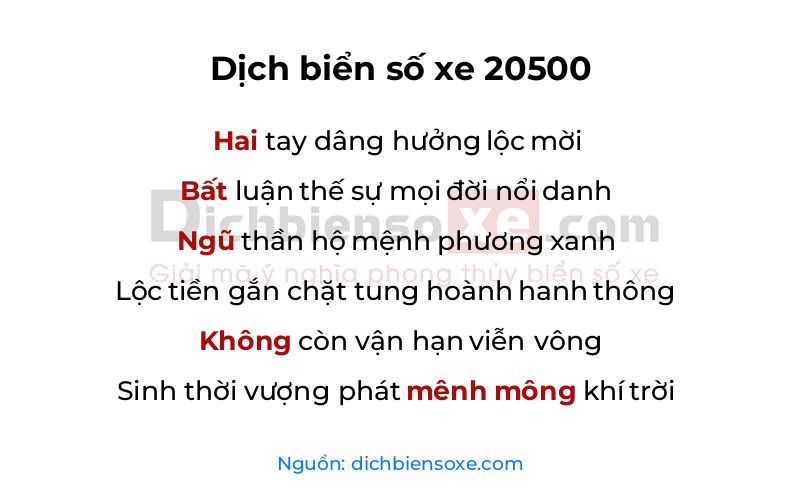 Dịch thơ biển số 20500