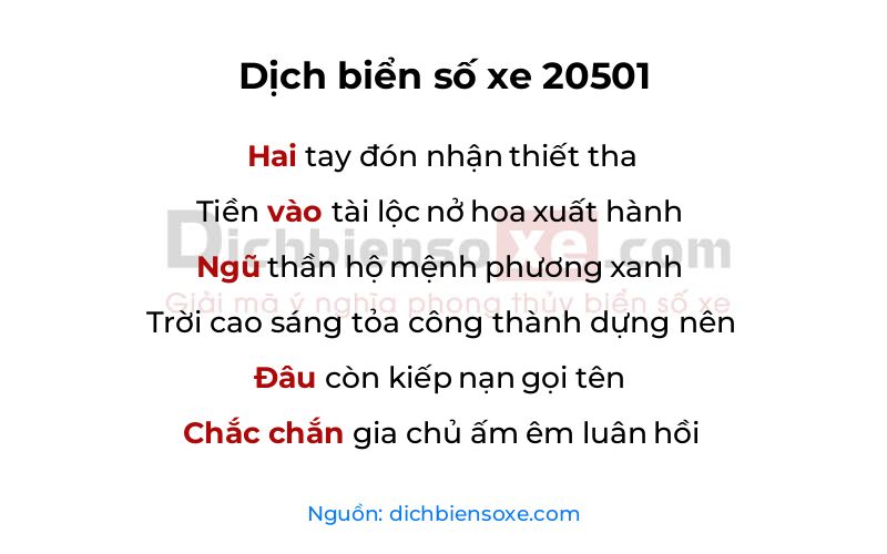 Dịch thơ biển số 20501