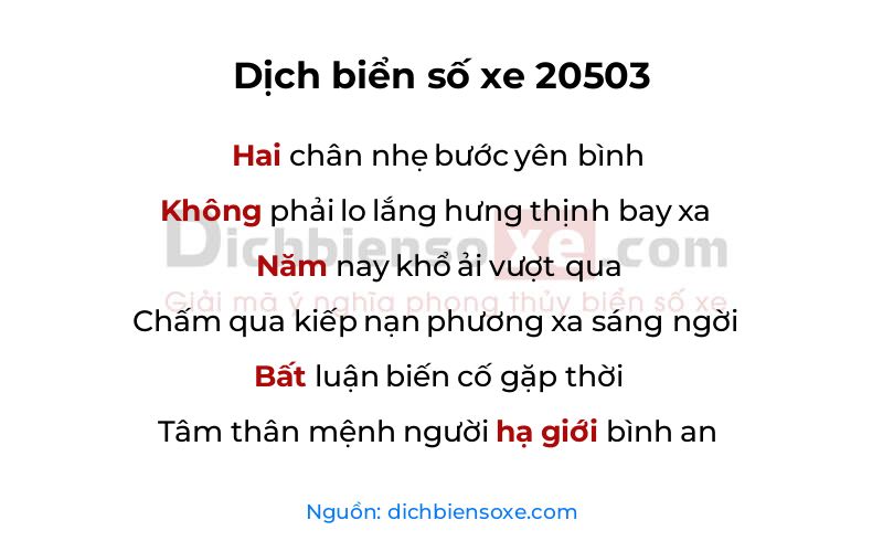 Dịch thơ biển số 20503