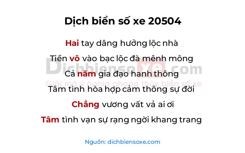 Dịch thơ biển số 20504