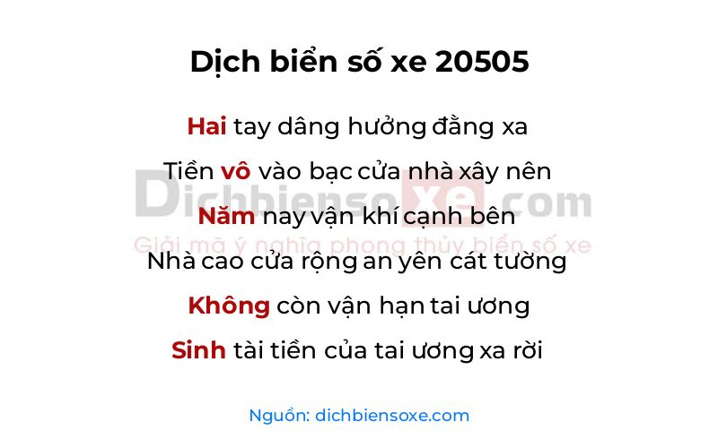 Dịch thơ biển số 20505
