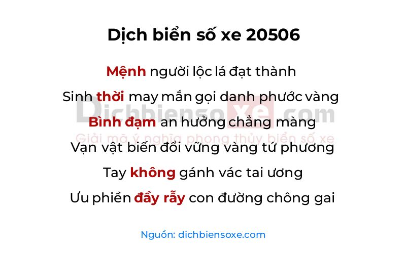Dịch thơ biển số 20506
