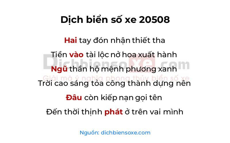 Dịch thơ biển số 20508