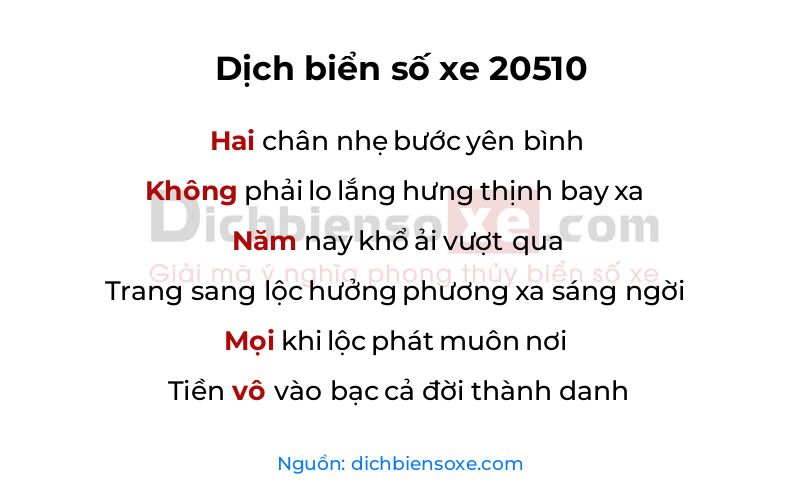 Dịch thơ biển số 20510