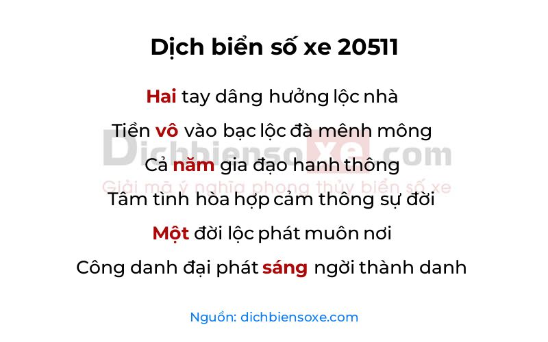 Dịch thơ biển số 20511