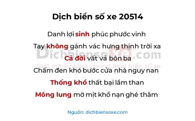 Dịch thơ biển số 20514