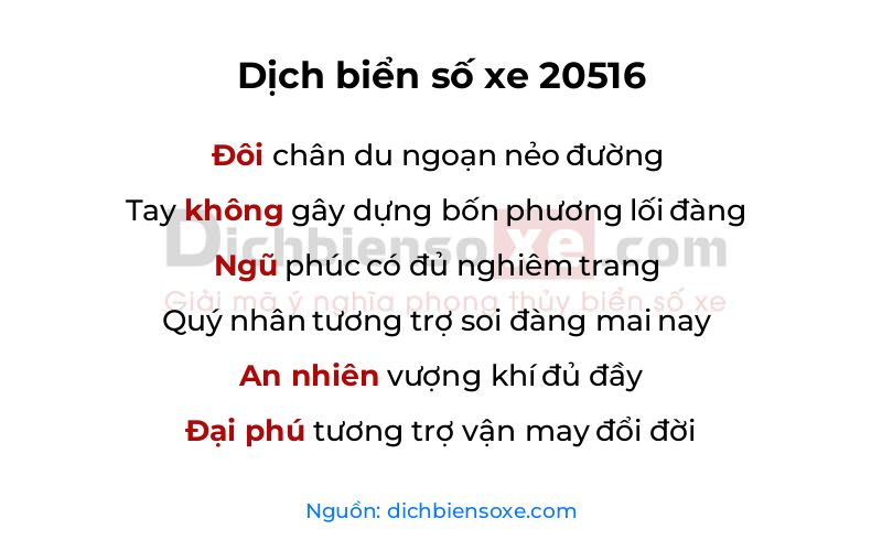 Dịch thơ biển số 20516