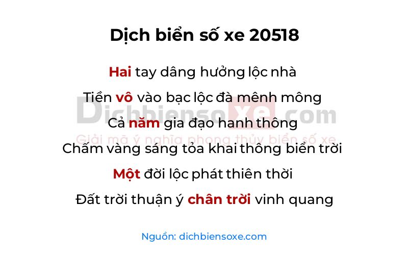 Dịch thơ biển số 20518