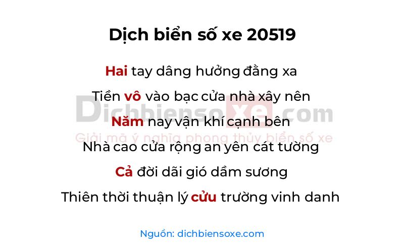 Dịch thơ biển số 20519