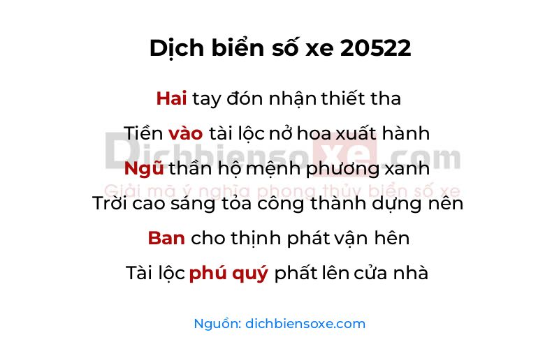 Dịch thơ biển số 20522