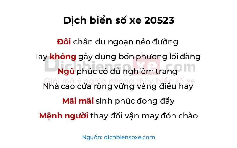 Dịch thơ biển số 20523