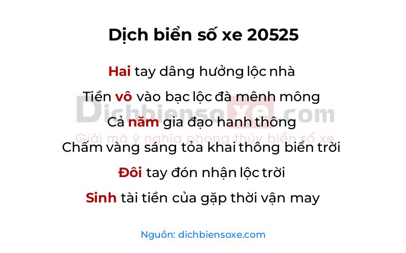 Dịch thơ biển số 20525