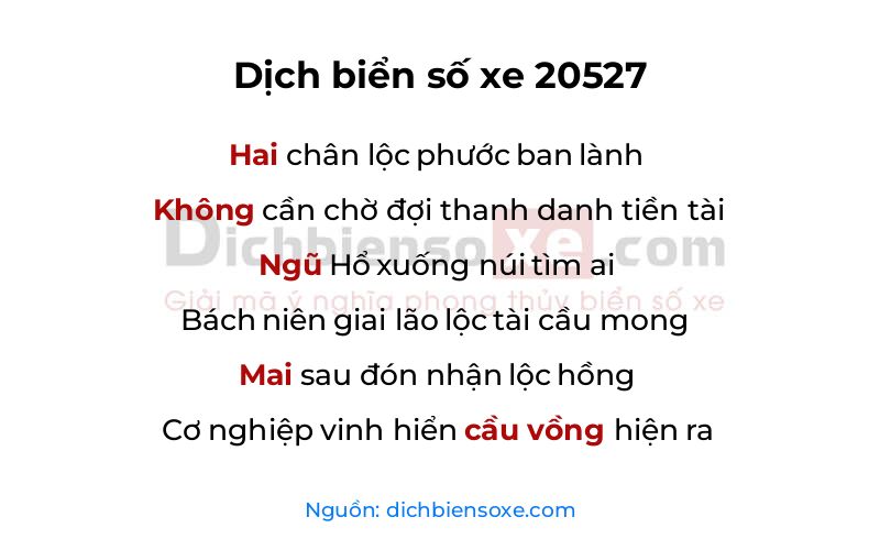 Dịch thơ biển số 20527