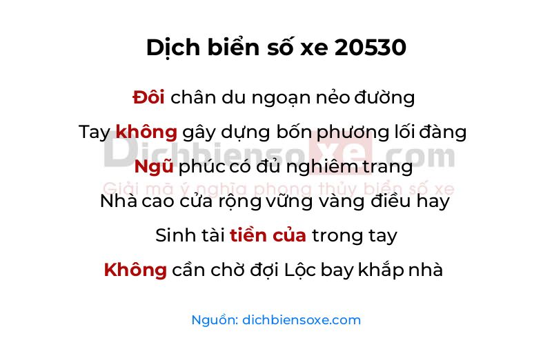 Dịch thơ biển số 20530