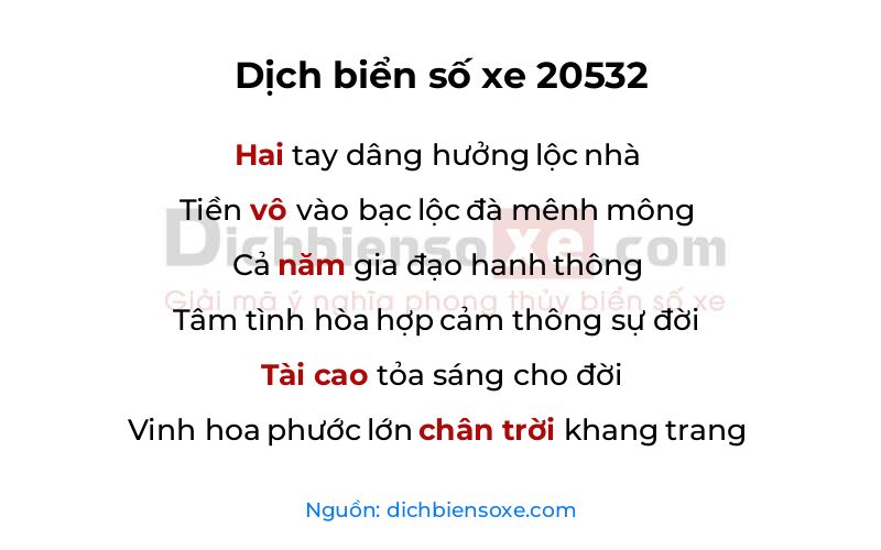 Dịch thơ biển số 20532