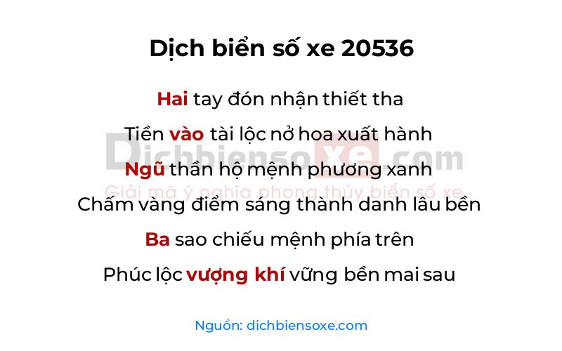 Dịch thơ biển số 20536