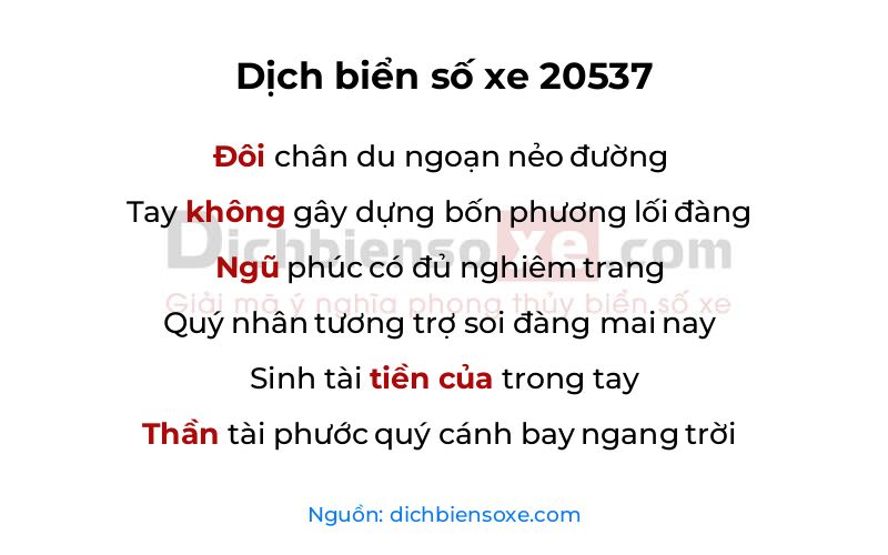 Dịch thơ biển số 20537