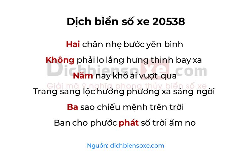 Dịch thơ biển số 20538