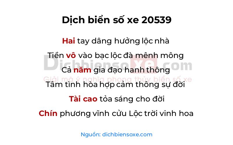 Dịch thơ biển số 20539