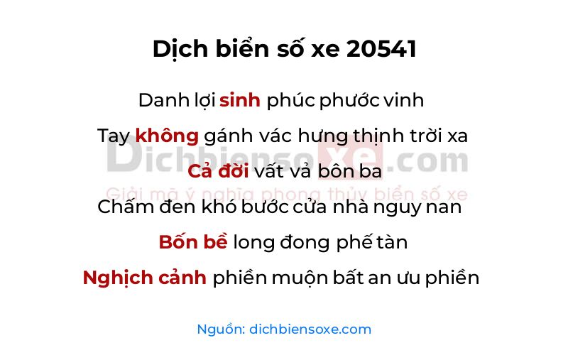 Dịch thơ biển số 20541