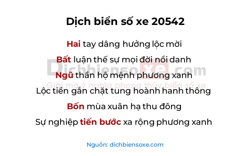 Dịch thơ biển số 20542