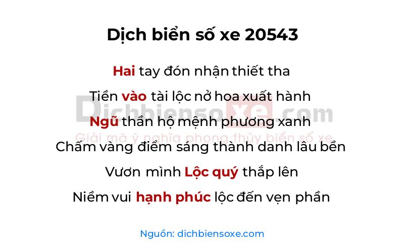 Dịch thơ biển số 20543