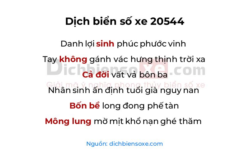Dịch thơ biển số 20544