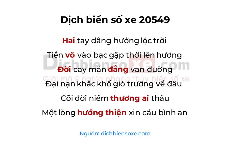 Dịch thơ biển số 20549