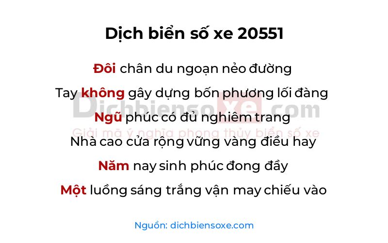 Dịch thơ biển số 20551