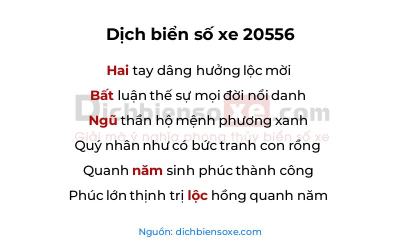 Dịch thơ biển số 20556