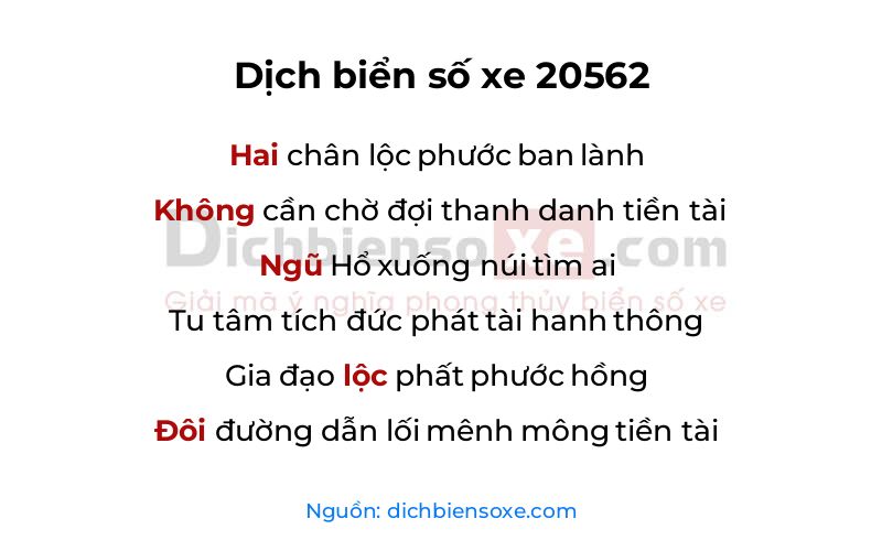 Dịch thơ biển số 20562