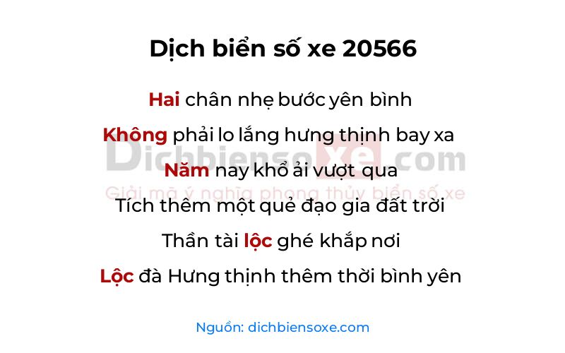 Dịch thơ biển số 20566
